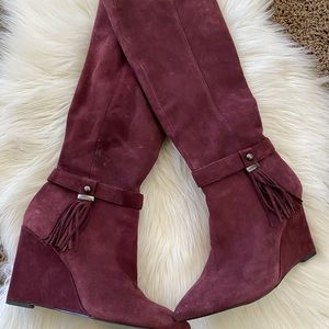 Knee high wedge boots